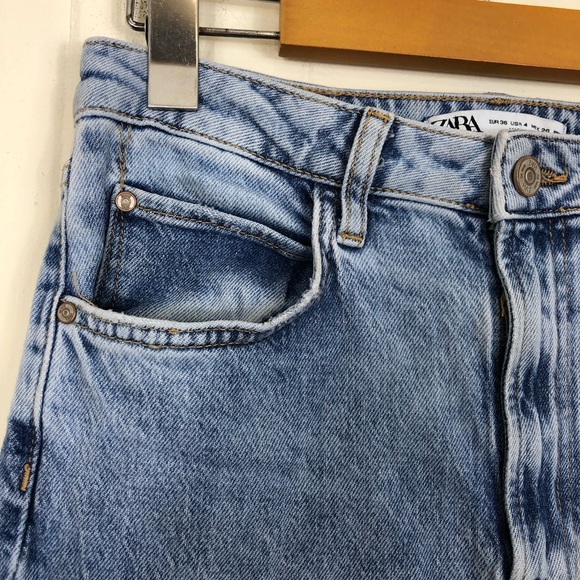 Zara High Rise Straight Leg Jeans Sz 4 - Picture 5 of 9